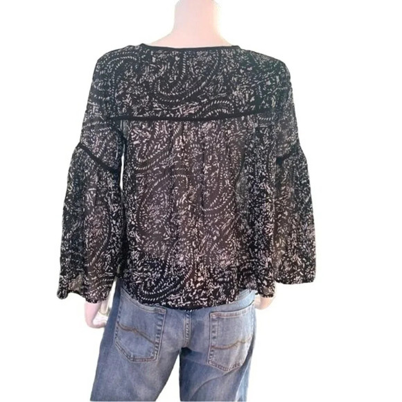 Lucky Brand Sheer Black and White Blouse Size XS - Picture 4 of 8